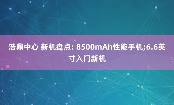 浩鼎中心 新机盘点: 8500mAh性能手机;6.6英寸入门新机